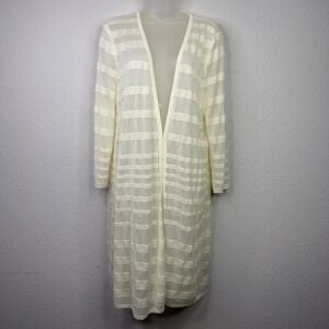 Misook Duster Cardigan Womens 0X Cream Sweater Sheer Longline‎ Luxury Romantic